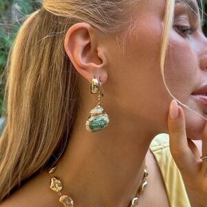 12th Tribe Alani Green Shell Drop Earrings Size O/SO/S